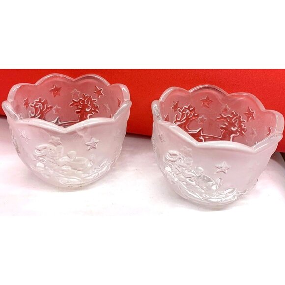 Mikasa Other - Mikasa Christmas Frosted Votive Candle Holders Santa & His Reindeer